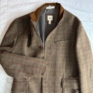 Lands' End Brown Plaid Blazer/walking coat.